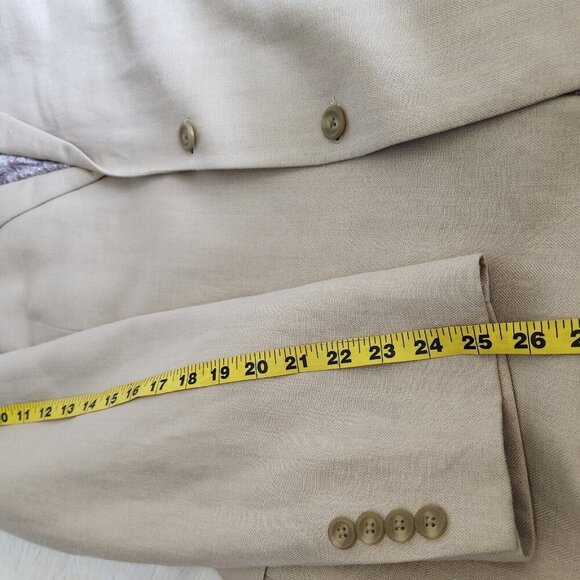 Chaps Blazer Sportcoat Mens‎ Sz 48L Beige Linen Blend 2 Button Center Vent - Picture 8 of 14